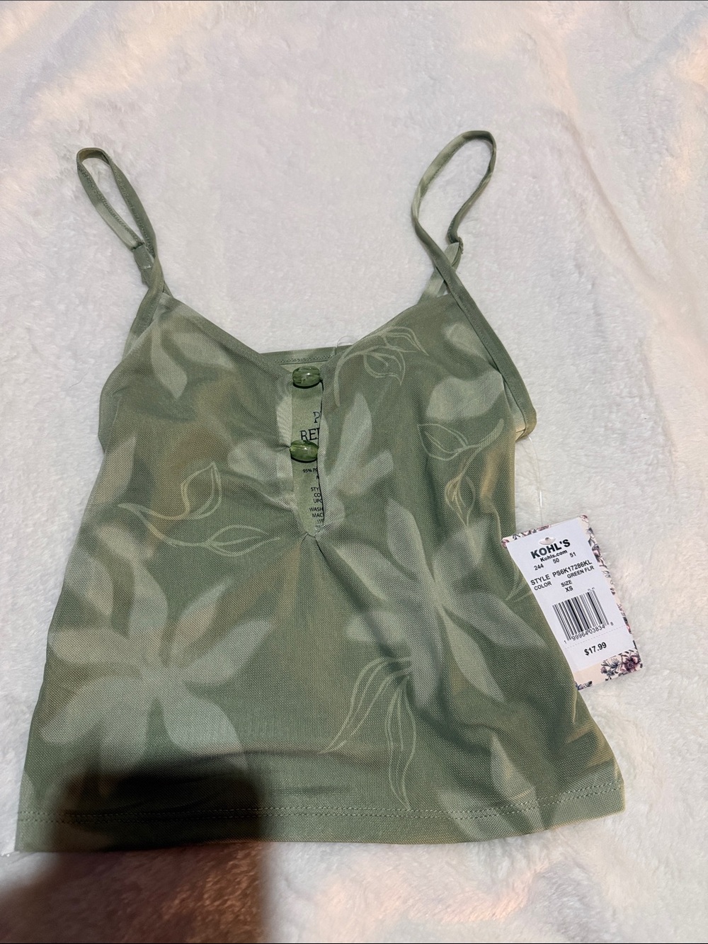 Pink Republic Olive Green Floral Button-Front Camisole